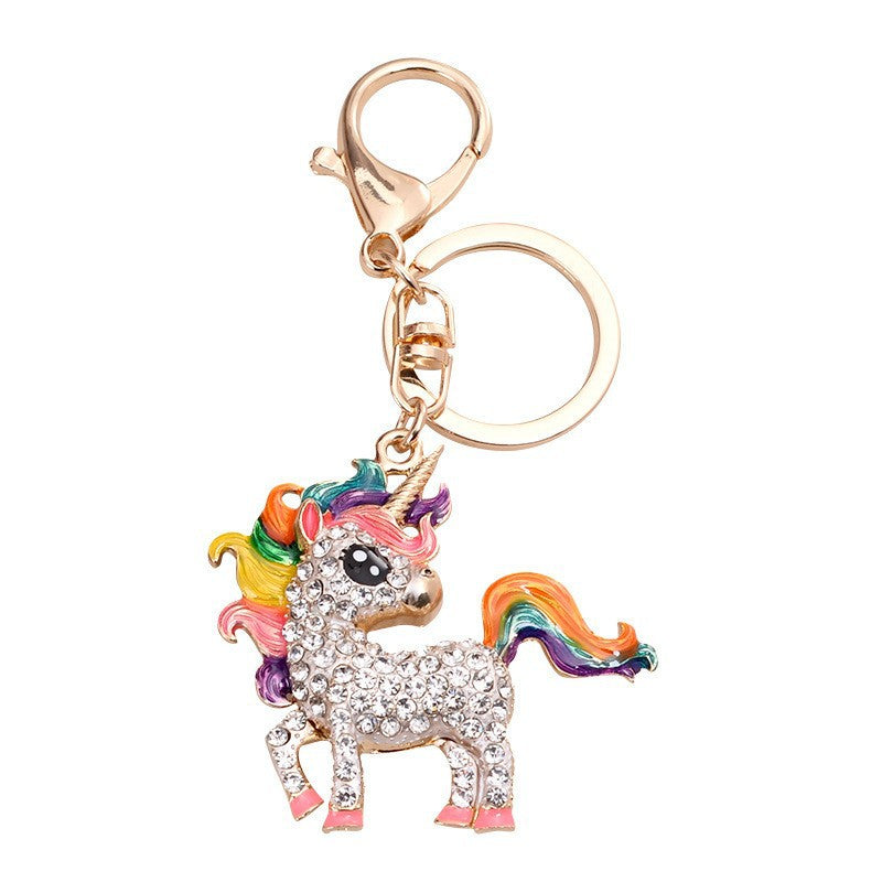 Wholesale Zinc Alloy Diamond Studded Unicorn Keychain
